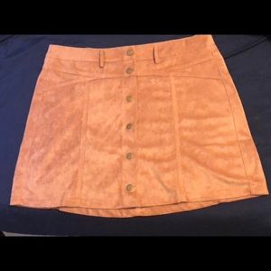Faux Suede Button Down Mini Skirt (Dusty Rose)